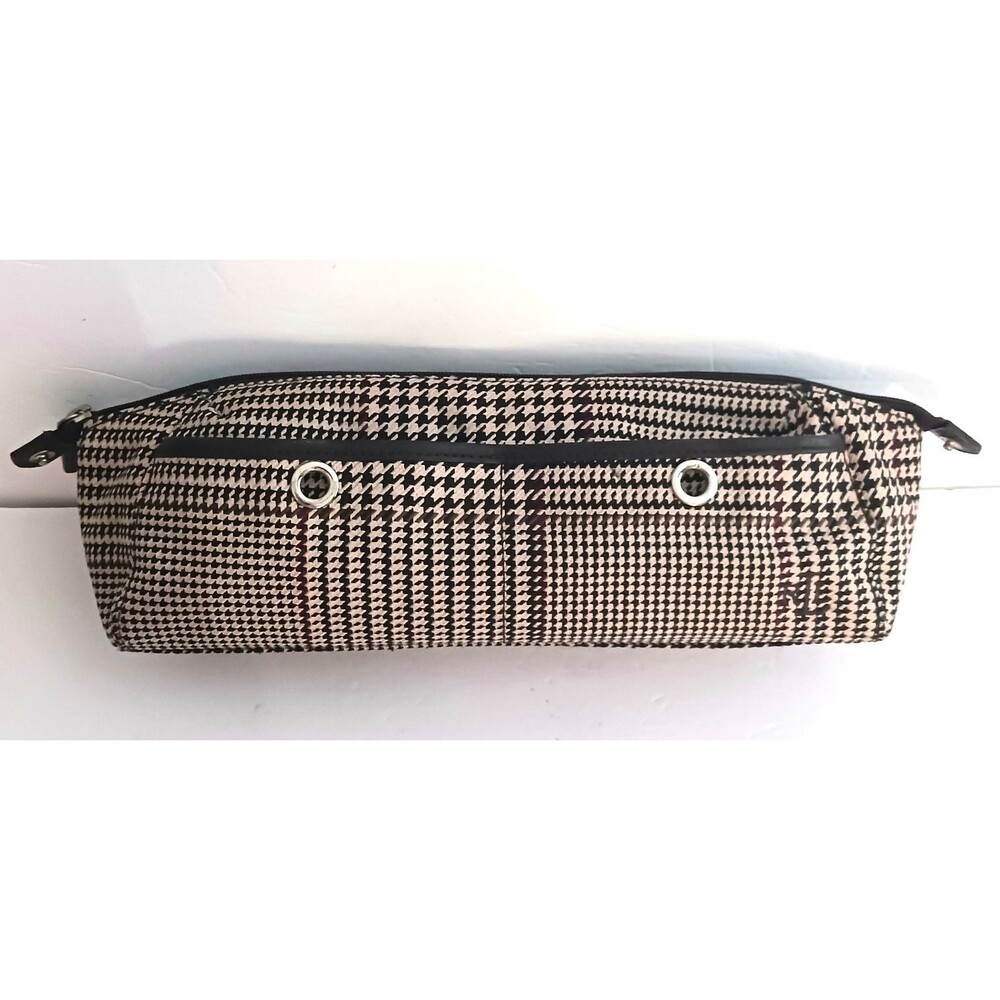 Lauren Ralph Lauren Brown Houndstooth Plaid Toiletry/Cosmetic Travel Bag 12X4X5 - Picture 8 of 12